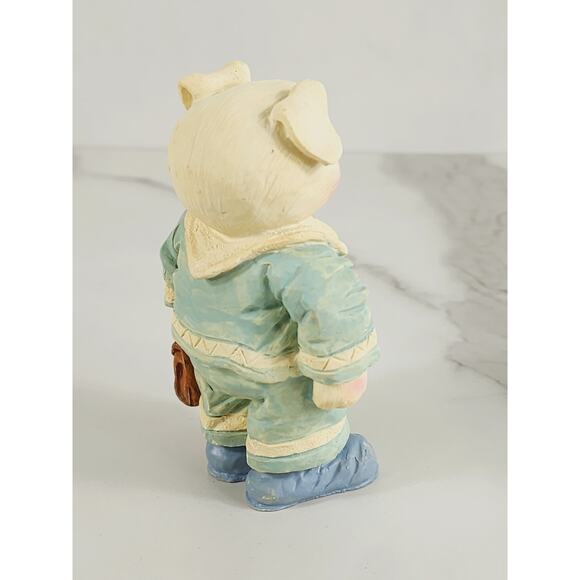Piglet Pig Lover Piggy Uniform Suit Figurine Light Blue 4" Year 90s Home Decor - Picture 6 of 13